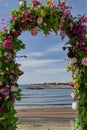 Arc flower at the beach in a sunny day with blue sky Royalty Free Stock Photo