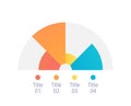 Arc infographic chart design template with four pies