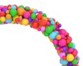 Arc made of Colourful balls, Colourful balls arch isolated on white background. 3D rendering. 3D illustration