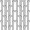 Arc seamless pattern. Repeating circle arch. Black art deco isolated on white background. Repeated geometric design prints Royalty Free Stock Photo