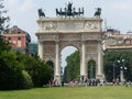 Arc of triumph of the peace to Milan in Italy. Royalty Free Stock Photo