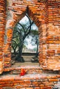 Arc of Wat Mahathat in Buddhist temple complex in Ayutthaya near Bangkok. Thailand Royalty Free Stock Photo