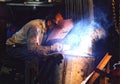 Arc welder at work Royalty Free Stock Photo