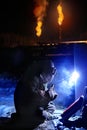 Arc Welder working on the Oil Field Royalty Free Stock Photo