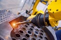 Arc welding robot. Example of working with a laser pointer