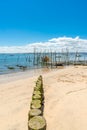 Arcachon Bay, France, beach and oyster farm Royalty Free Stock Photo