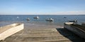 Arcachon bay seen between the fishermen huts in le canon Cap Ferret France in web template banner web