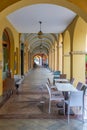 Arcade in the center of Italian town Busseto