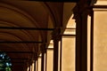 The arcade in the chateau is painted in beige against opening and cracking of the vault is connected by iron bars, which stabilize