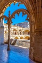 Arcade of the cloister of the mosteiro dos Jeronimos at Belem, Lisbon, Portugal Royalty Free Stock Photo
