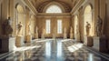 Arcade and a corridor of white columns. A passage of marble columns. Background with perspective going into distance Royalty Free Stock Photo