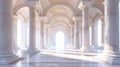 Arcade and a corridor of white columns. A passage of marble columns. Background with perspective going into distance Royalty Free Stock Photo