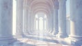 Arcade and a corridor of white columns. A passage of marble columns. Background with perspective going into distance Royalty Free Stock Photo