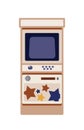 Arcade game cabinet flat vector illustration. Traditional automatic game machine. Vintage entertainment equipment