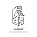 Arcade game line icon. Arcade machine symbol.