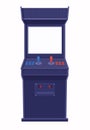 Arcade game machine template. Retro blue console with blank screen template.