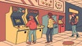 Arcade games machines, retro entertainment and gaming zone design vector design Generative AI