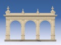 Arcade with ionic pilasters in classic style. 3d render Royalty Free Stock Photo