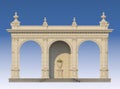 Arcade with ionic pilasters in classic style. 3d render