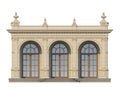 Arcade with ionic pilasters in classic style. 3d render Royalty Free Stock Photo