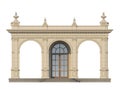 Arcade with ionic pilasters in classic style. 3d render Royalty Free Stock Photo