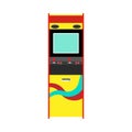 Arcade machine gaming entertainment retro vector icon. Gamble vintage pixel bit play controller