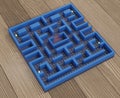 Arcade maze video game on wooden plank 3d render illustration