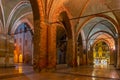 Arcade at Palazzo Gotico in the center of Italian town Piacenza