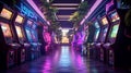 Arcade Paradise Retro slot machines bright neon lights_012