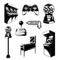 Arcade room. video game set. Gaming machine. Computer Video Game Joystick and videopad. gumball machine