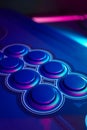Arcade Stick Buttons, Gamming controls colorful RGB lights. Royalty Free Stock Photo