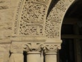 Stanford University: arcade stone arch with carved detail Royalty Free Stock Photo