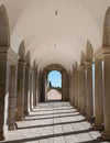 Arcade to the garden in the royal monastery of San Lorenzo de El Escorial, Spain