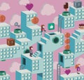 Arcade video game with characters