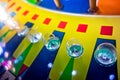 Arcade video games and lights and spinning wheels Royalty Free Stock Photo