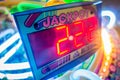 Arcade video games and lights and spinning wheels Royalty Free Stock Photo