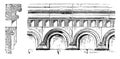 Arcaded cornice polygonal end of a chancel or chapel vintage engraving