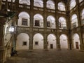 The arcaded inner courtyard of The Styrian Armoury Landhaus building, a masterpiece of the Italian Renaissance, by night, in