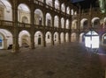 The arcaded inner courtyard of The Styrian Armoury Landhaus building, a masterpiece of the Italian Renaissance, by night, in