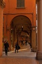 arcades in the center of in Bologna