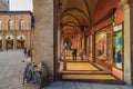 Arcades in the center of old town Bologna Italy