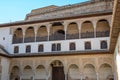 Arcades of the Comares courtyard of the Nasrid palaces of the Alhambra in Granada, Spain. Royalty Free Stock Photo