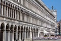 Arcades of the facade on Piazza San Marco in Venice, Italy