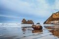 Cloudy skies at Arcadia Beach on the Oregon Coast Royalty Free Stock Photo