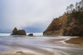 Arcadia Beach under stormy skies on Oregon Coast