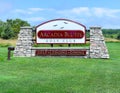 Arcadia, Michigan, USA: Entrance sign from the road into the Arcadia Bluffs Golf Club. Royalty Free Stock Photo