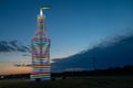 Arcadia, Oklaholma - May 5, 2021: Pops Route 66, home of the worldÃ¢â¬â¢s largest sculpture pop bottle. It lights up with neon lights