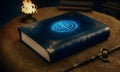 Arcane Book with Glowing Blue Glyphs