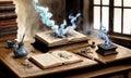 Arcane Book with Smoky Wisps