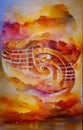 Arcane sunrise - abstract watercolor painting